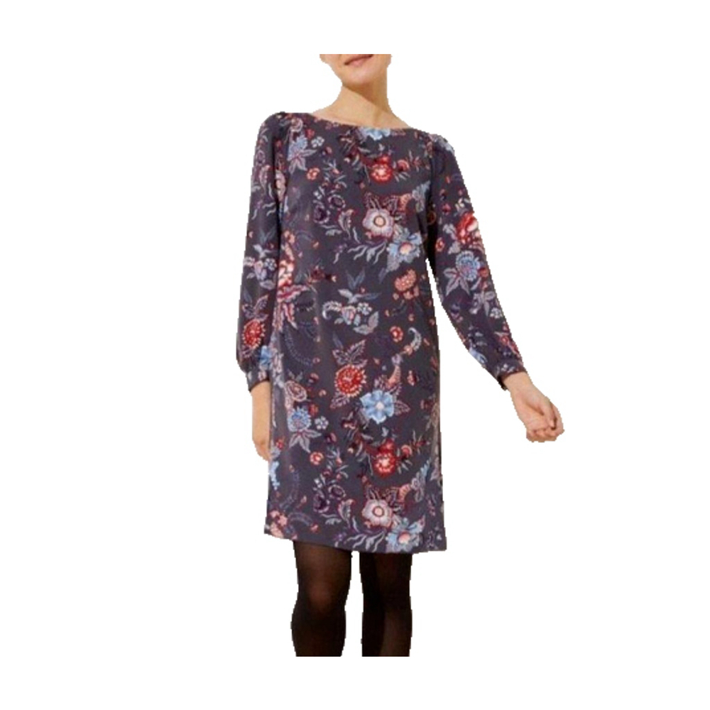LOFT Women's Gray Noveau Garden Floral Long Sleeve Shift Dress Size 6 Petite